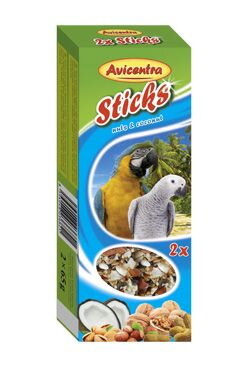 Avicentra tyčinky velký papoušek - ořech+kokos 2ks