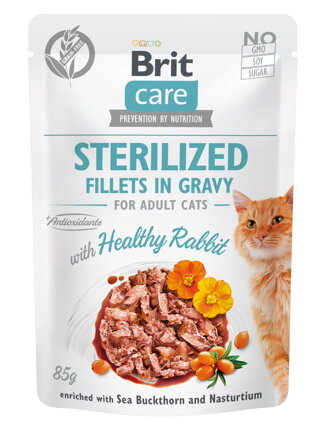 Brit Care Cat Fillets Gravy Steril Healthy Rabbit 85g