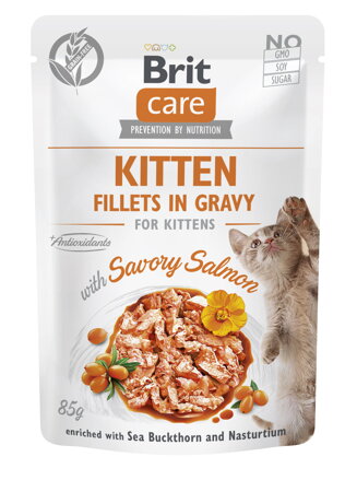 Brit Care Cat Fillets in Gravy Kitten Savor.Salmon 85g