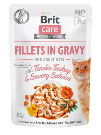 Brit Care Cat Fillets in Gravy Turkey&Salmon 85g