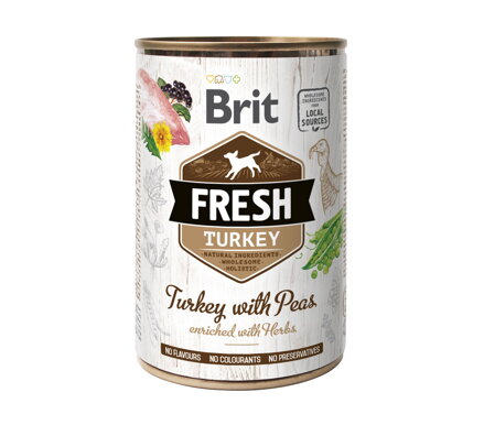 Brit Fresh Dog konz Turkey with Peas 400g