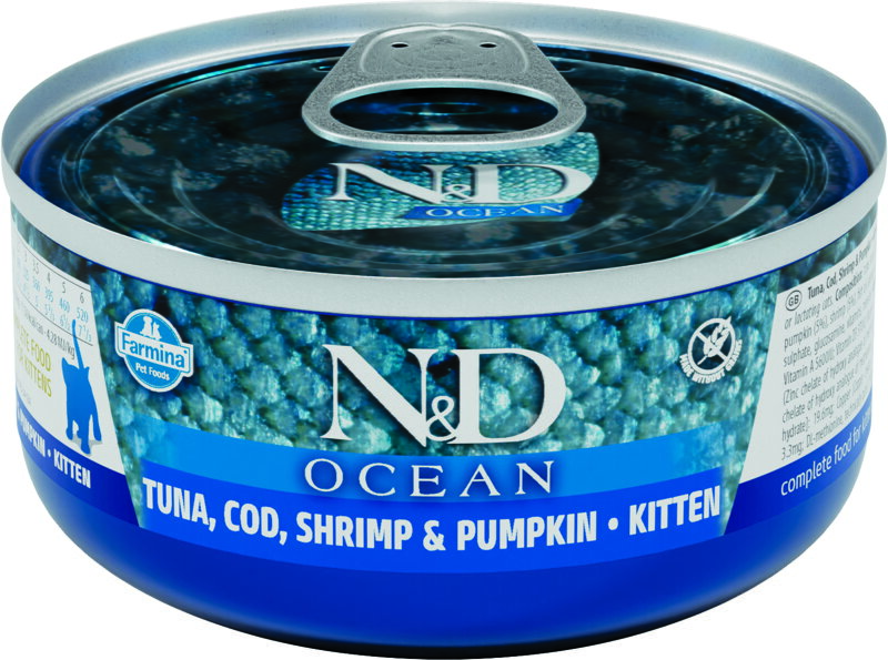 N&D CAT OCEAN Kitten Tuna&Codfish&Shrimps&Pumpkin 70g